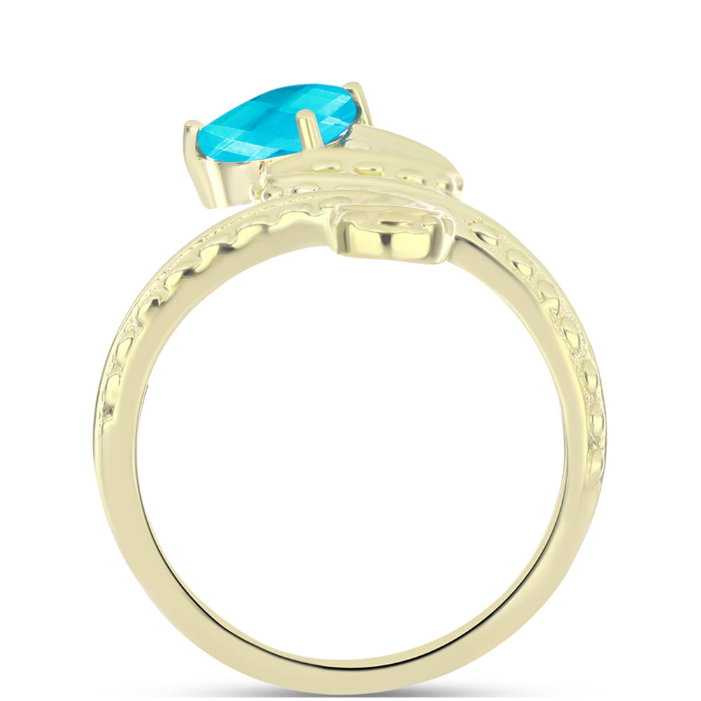 Anillo de Plata Bañada en Oro con Jade Azul 2 