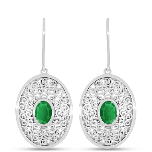 Pendientes de Plata con Esmeralda de Zambia
