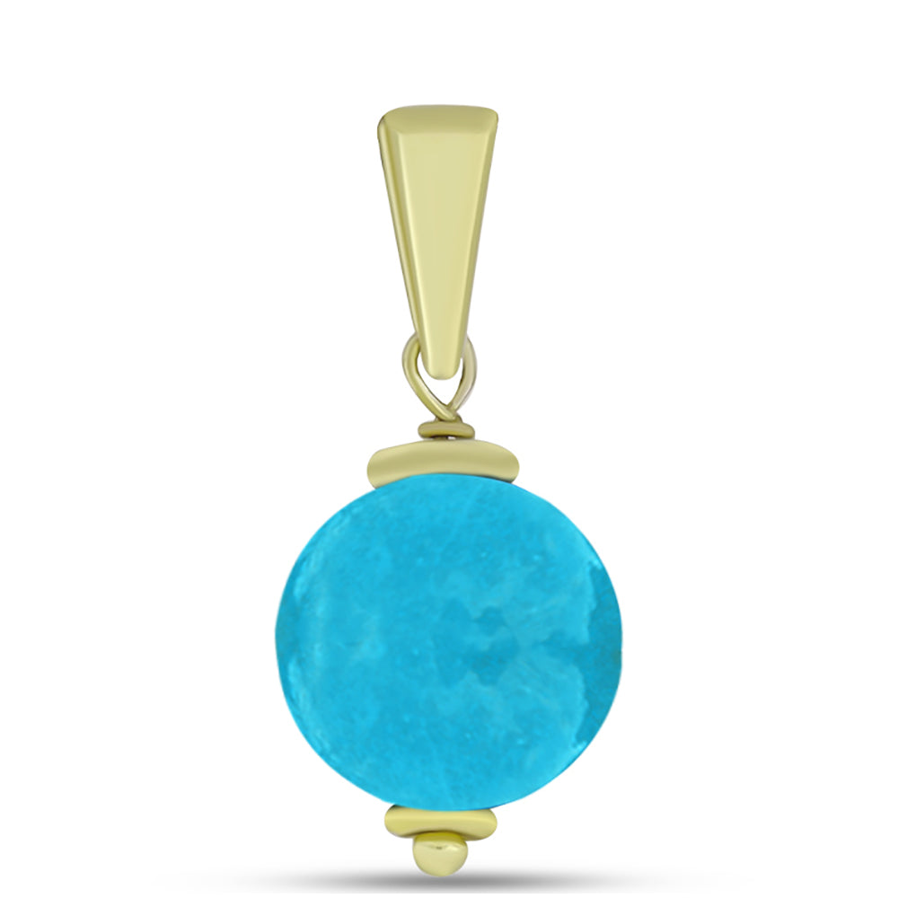 Conjunto de Plata Bañada en Oro con Jade Azul ( Pendientes +Colgante ) 8 