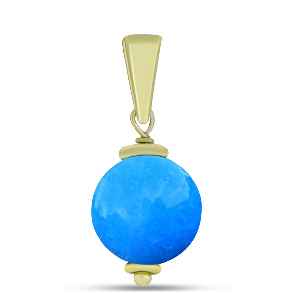 Conjunto de Plata Bañada en Oro con Jade Azul ( Pendientes +Colgante ) 5 
