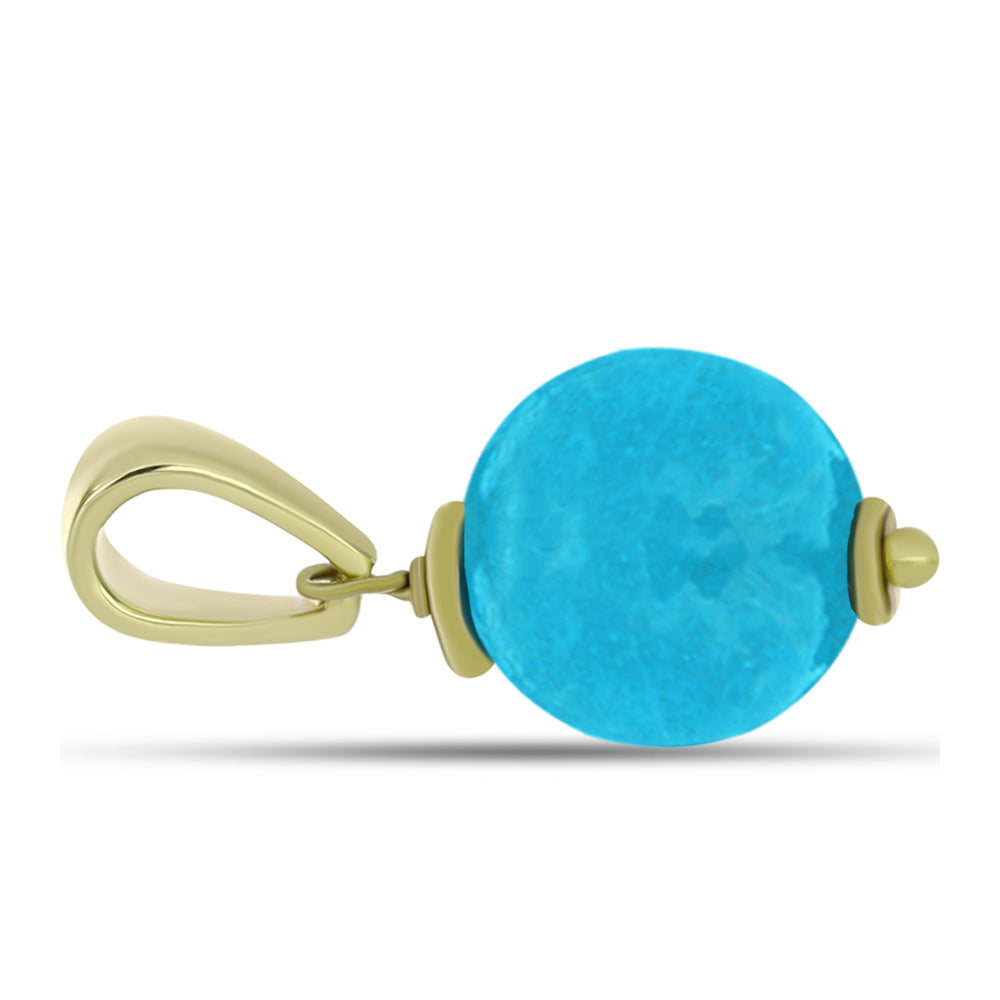 Conjunto de Plata Bañada en Oro con Jade Azul ( Pendientes +Colgante ) 9 
