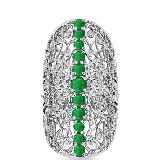 Anillo de Plata con Esmeralda de Zambia