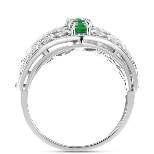 Anillo de Plata con Esmeralda de Zambia
