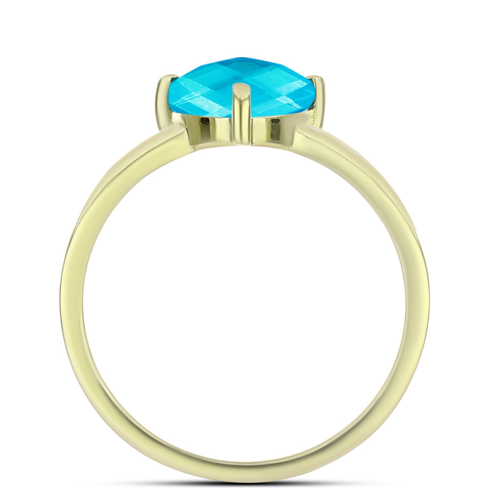 Anillo de Plata Bañada en Oro con Jade Azul