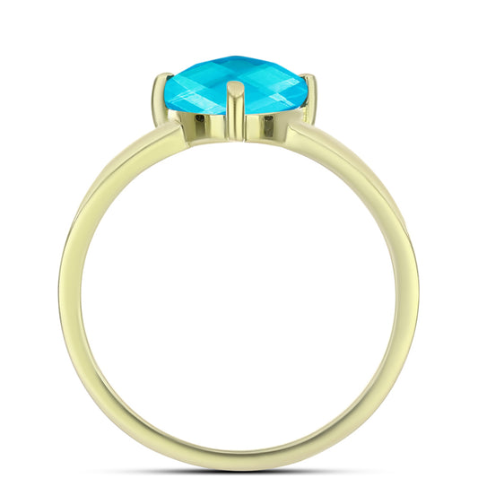 Anillo de Plata Bañada en Oro con Jade Azul