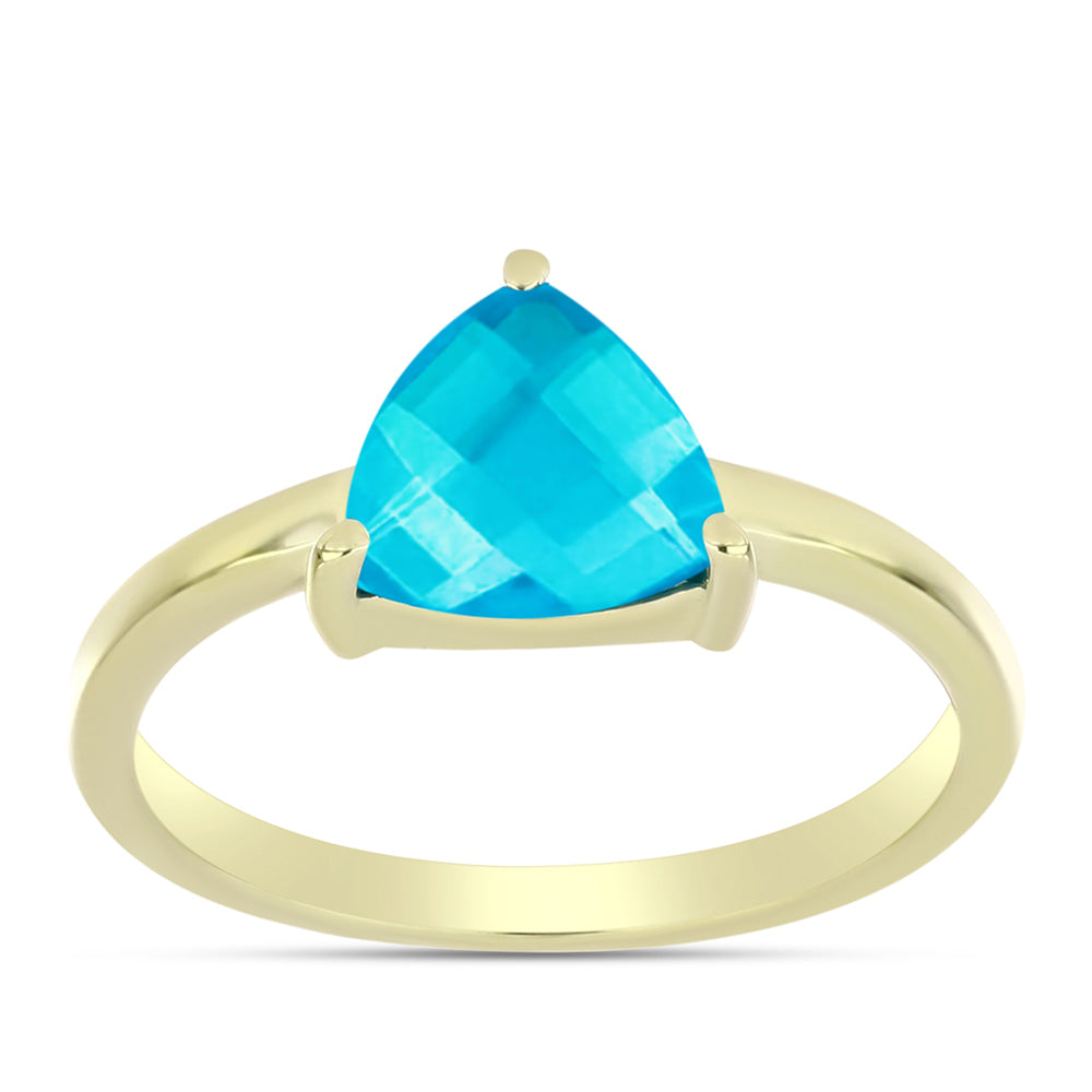 Anillo de Plata Bañada en Oro con Jade Azul 3 