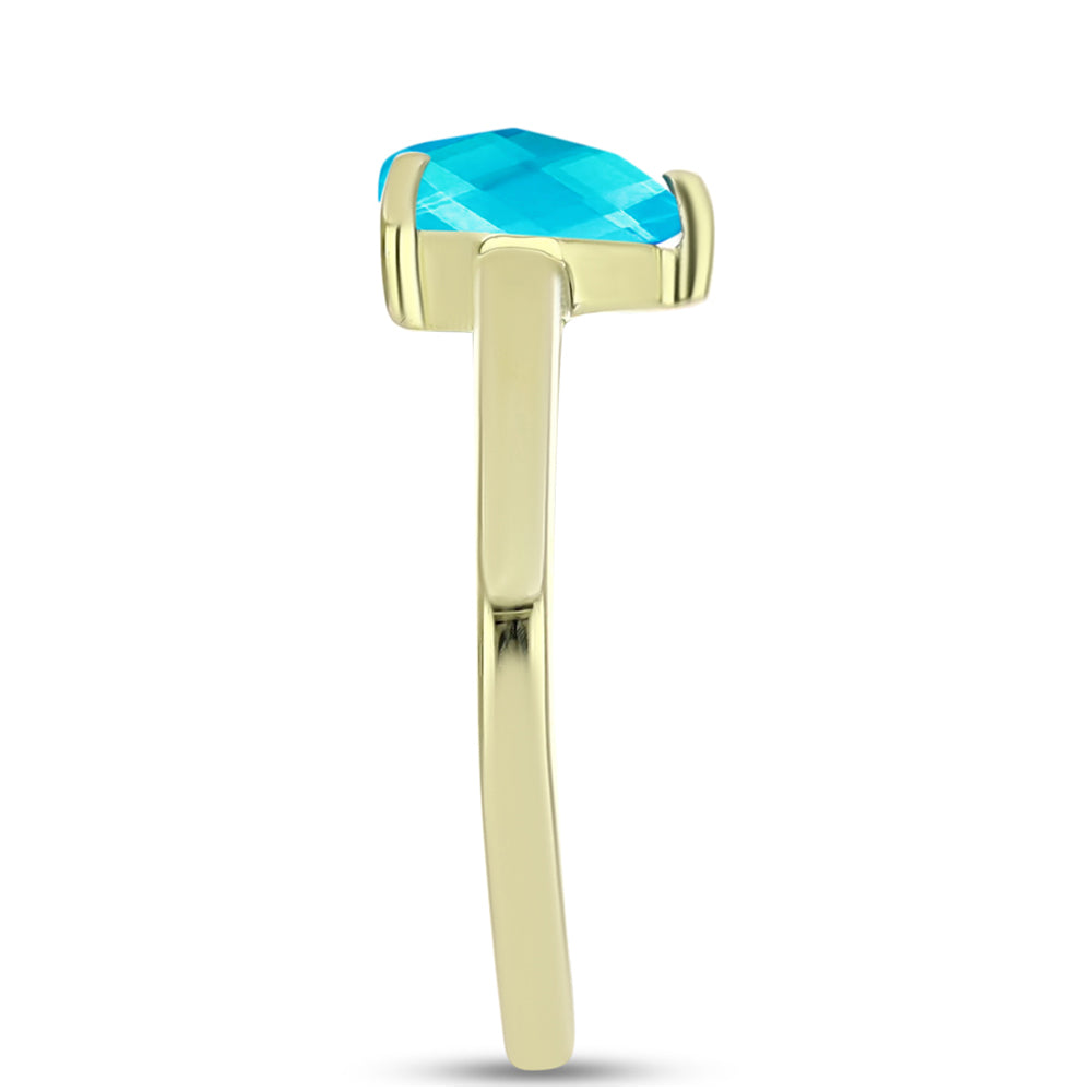 Anillo de Plata Bañada en Oro con Jade Azul 4 