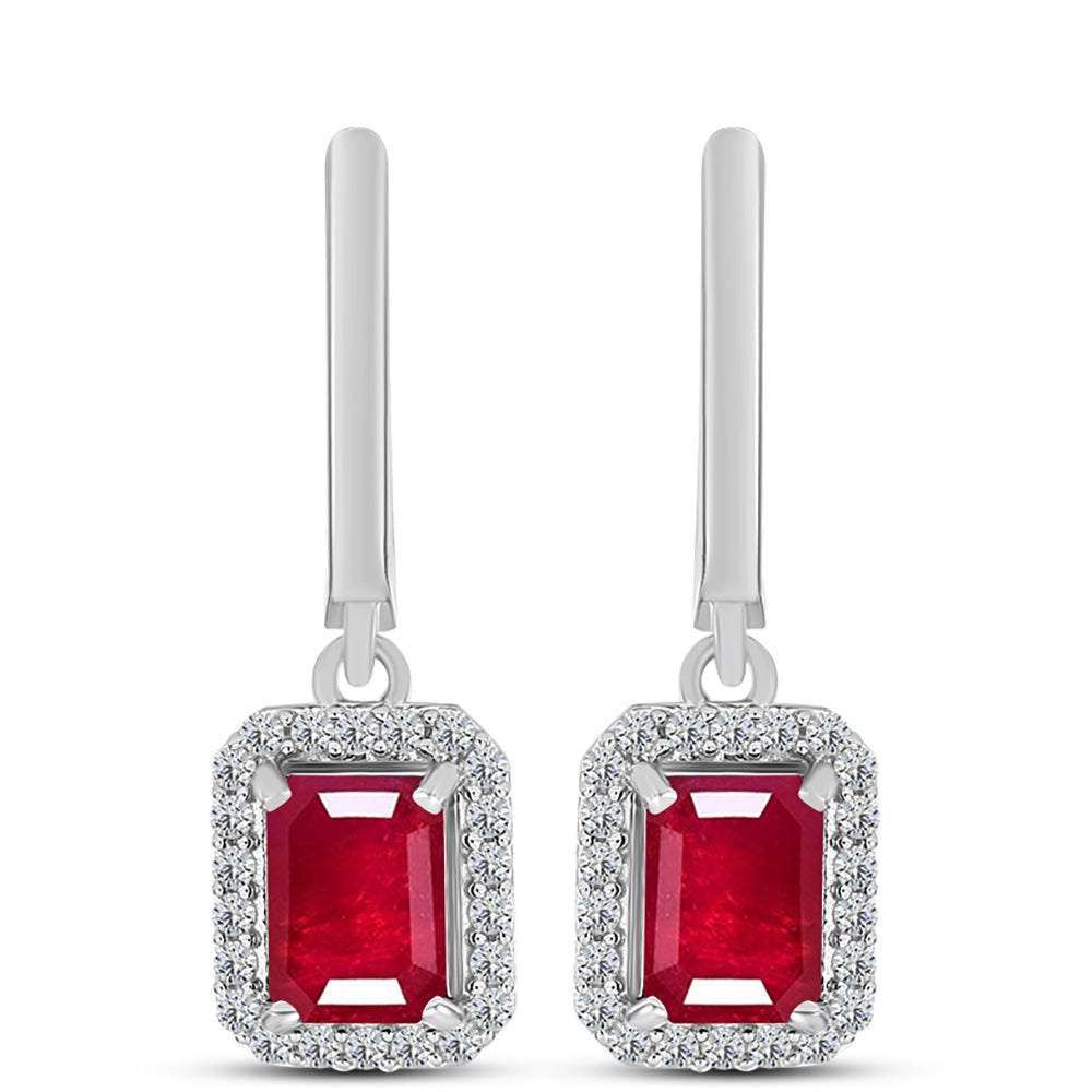 Pendientes de Plata con Rubí de Madagascar y Topacio Blanco 1 