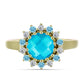 Anillo de Plata Bañada en Oro con Jade Azul