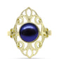 Anillo de Plata Bañada en Oro con Perla Negra de Agua dulce