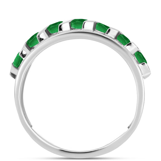 Anillo de Plata con Esmeralda de Zambia y Topacio Blanco