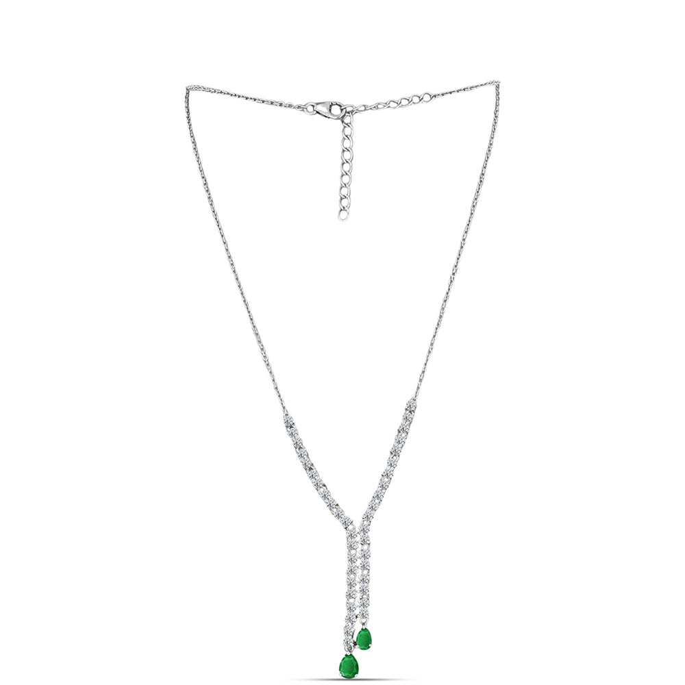 Collar de Plata con Esmeralda de Zambia y Topacio Blanco 1 