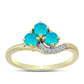 Anillo de Plata Bañada en Oro con Jade Azul y Topacio Blanco