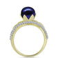 Anillo de Plata Bañada en Oro con Perla Negra de Agua dulce y Topacio Blanco
