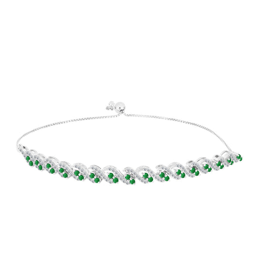 Pulsera de Plata con Esmeralda de Zambia y Topacio Blanco