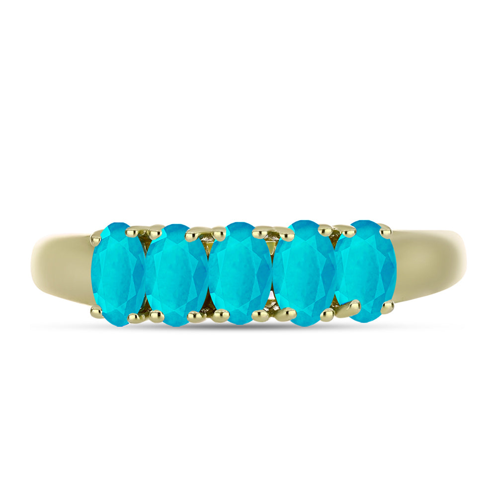 Anillo de Plata Bañada en Oro con Jade Azul 1 