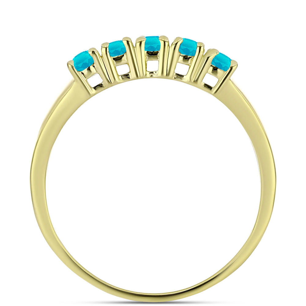 Anillo de Plata Bañada en Oro con Jade Azul 2 