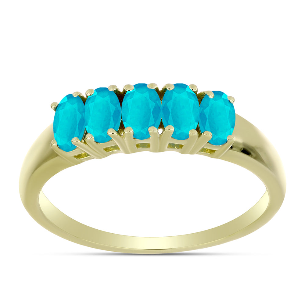 Anillo de Plata Bañada en Oro con Jade Azul