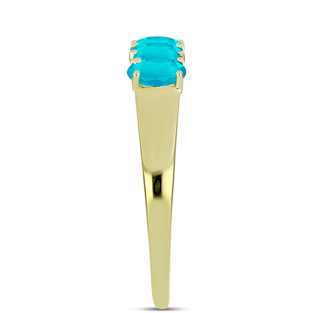 Anillo de Plata Bañada en Oro con Jade Azul