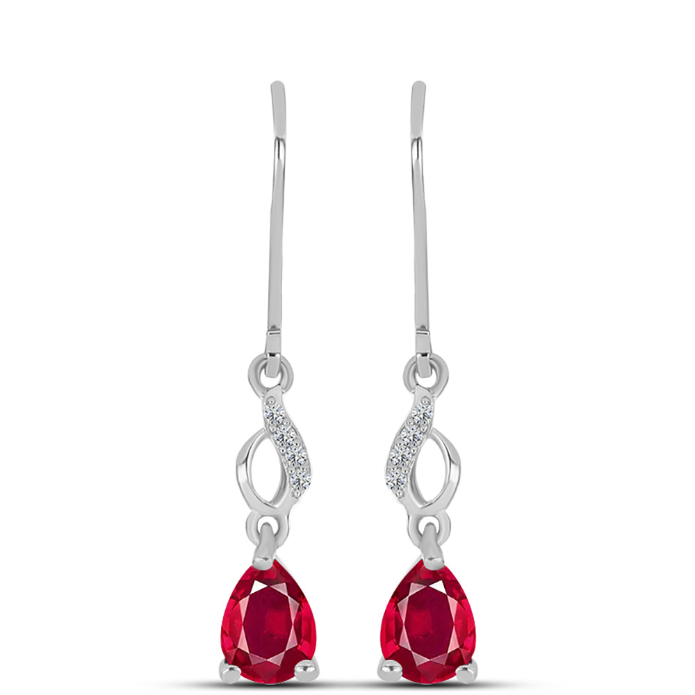 Pendientes de Plata con Rubí de Madagascar y Topacio Blanco 1 