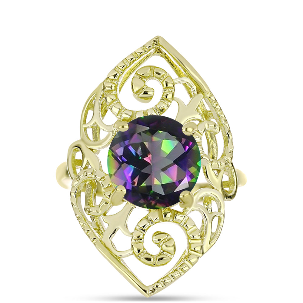 Anillo de Plata Bañada en Oro con Cuarzo Hematita verde místico 1 