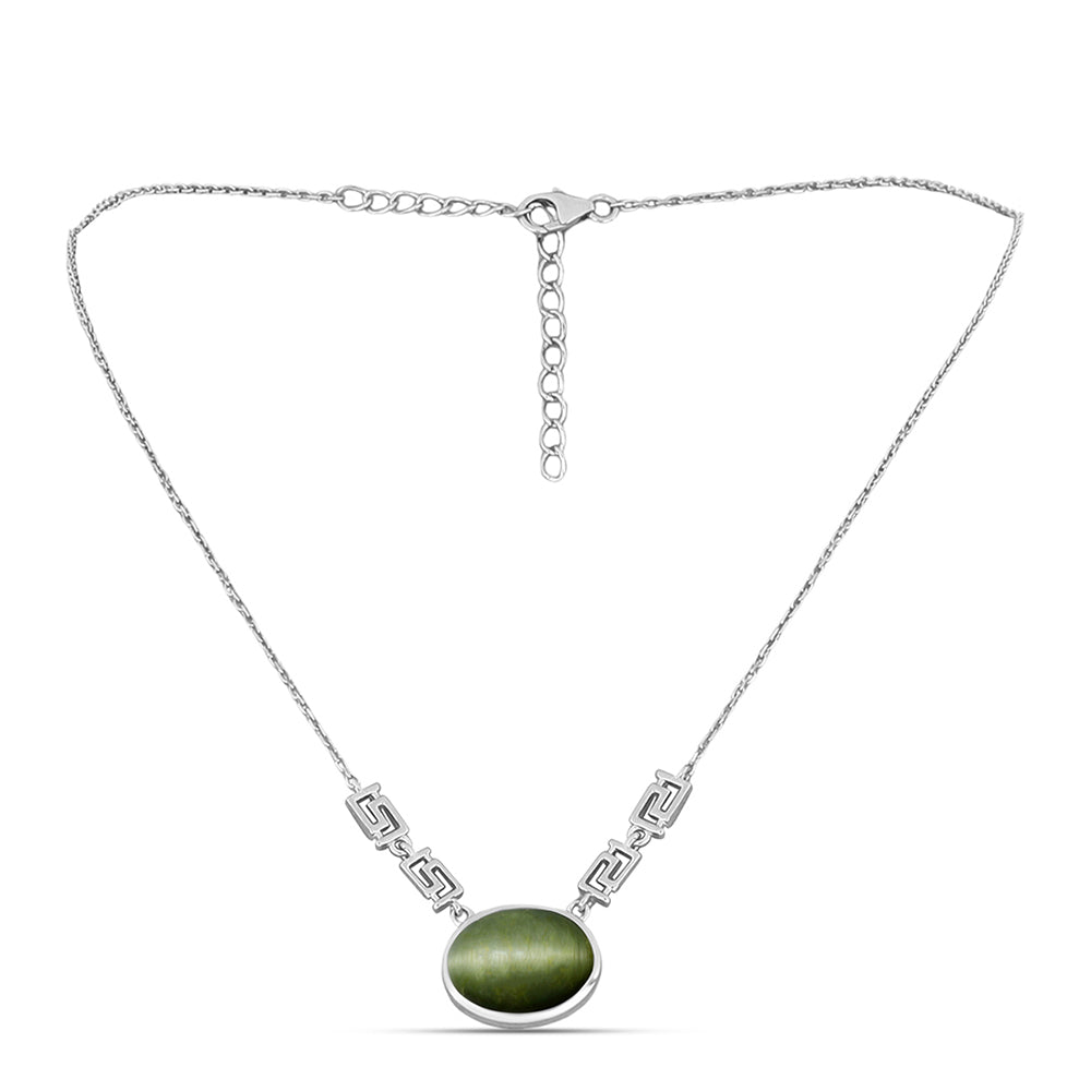 Collar de Plata con Ojo de Gato Verde de Antananarivo 1 