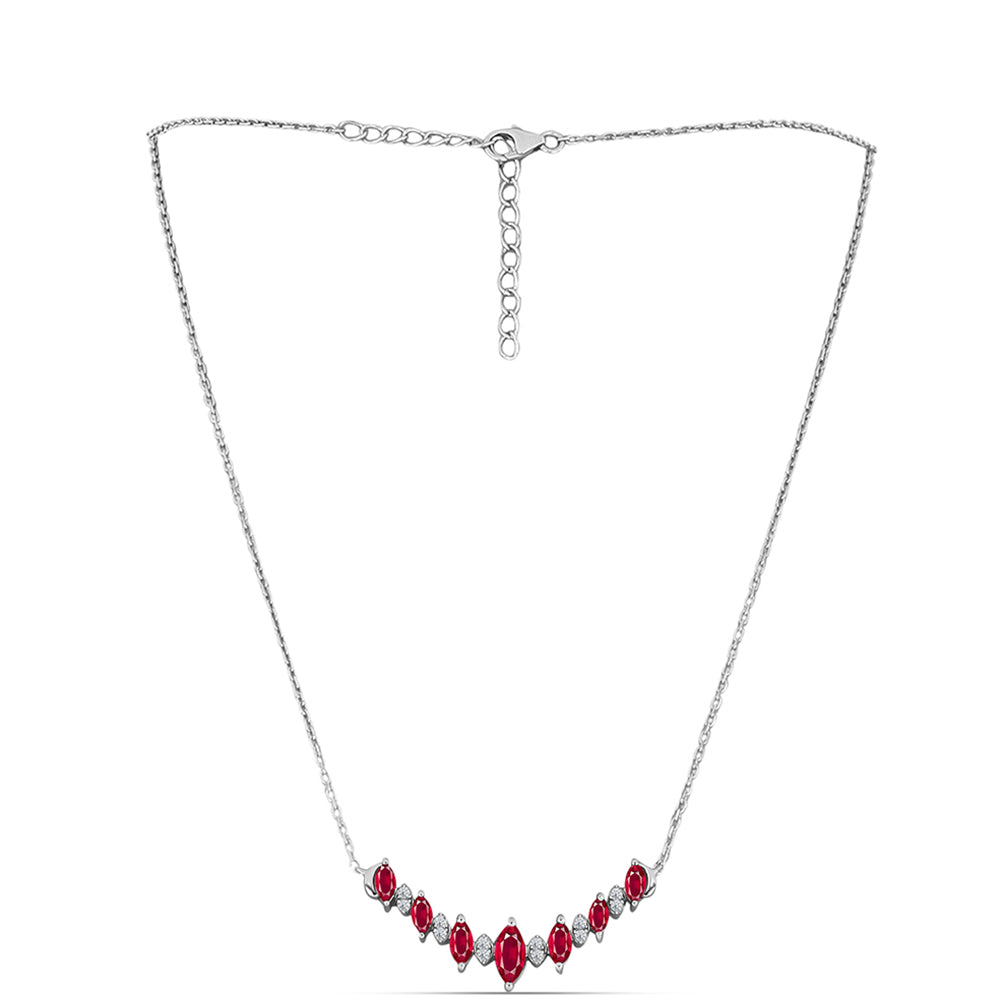 Collar de Plata con Rubí de Madagascar y Topacio Blanco 1 