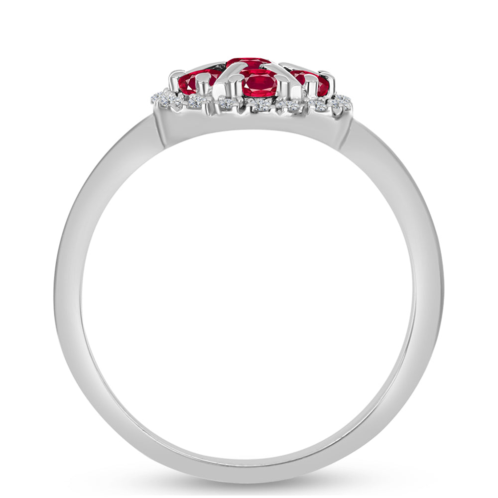 Anillo de Plata con Rubí de Madagascar y Topacio Blanco 2 