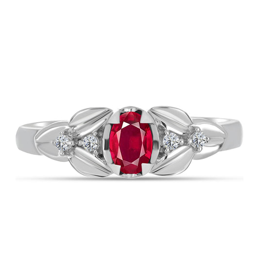 Anillo de Plata con Rubí de Madagascar y Topacio Blanco