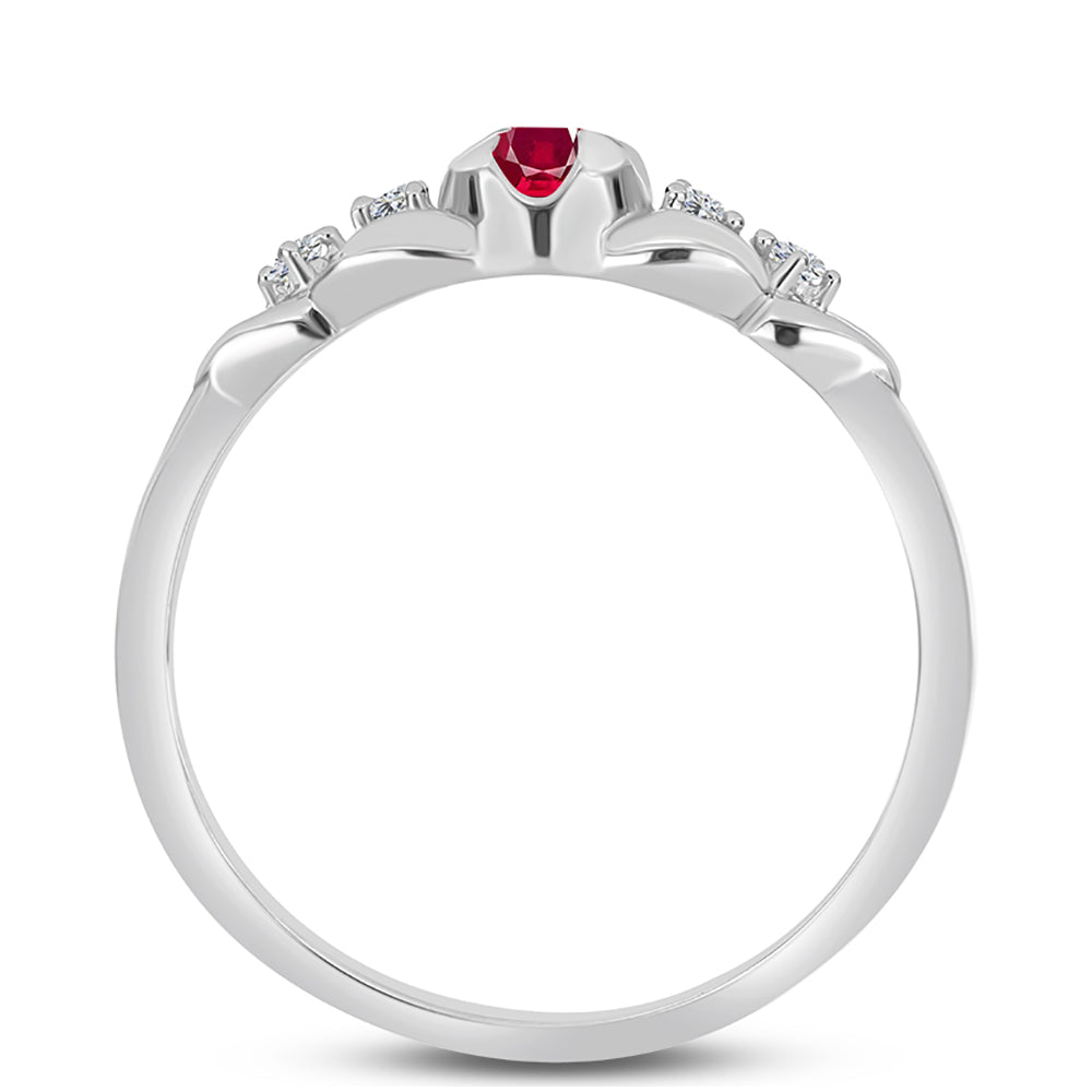 Anillo de Plata con Rubí de Madagascar y Topacio Blanco 2 