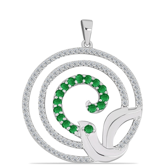 Colgante de Plata con Esmeralda de Zambia y Topacio Blanco
