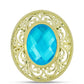 Anillo de Plata Bañada en Oro con Jade Azul