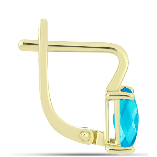 Pendientes de Plata Bañada en Oro con Jade Azul