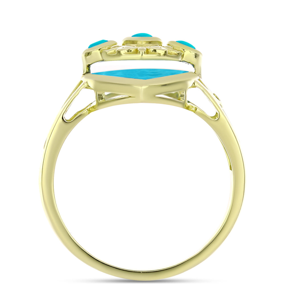 Anillo de Plata Bañada en Oro con Jade Azul 2 