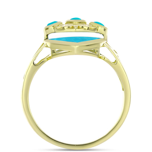 Anillo de Plata Bañada en Oro con Jade Azul