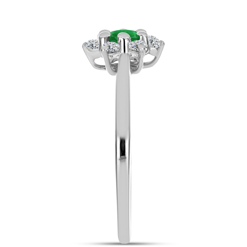 Anillo de Plata con Esmeralda de Zambia y Topacio Blanco