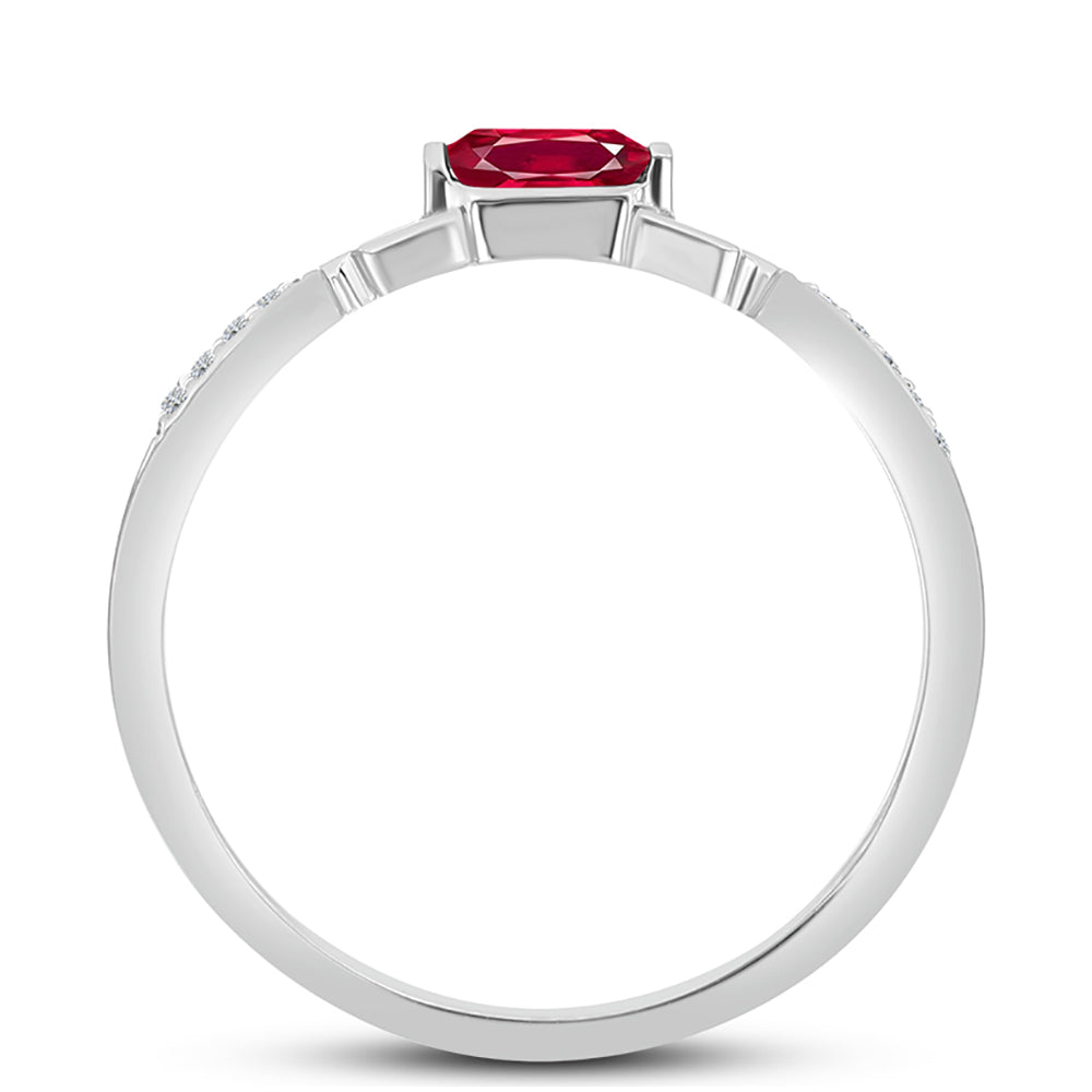 Anillo de Plata con Rubí de Madagascar y Topacio Blanco