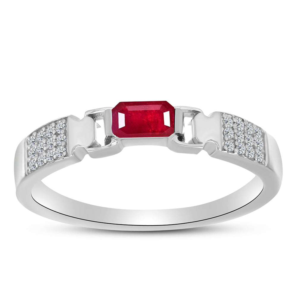 Anillo de Plata con Rubí de Madagascar y Topacio Blanco