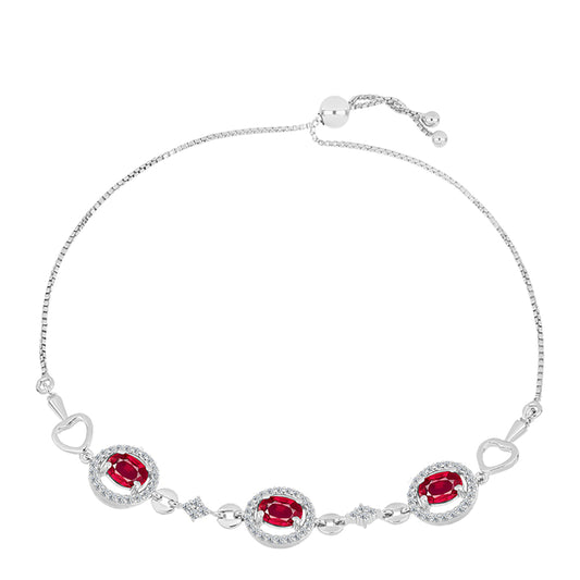 Pulsera de Plata con Rubí de Madagascar y Topacio Blanco