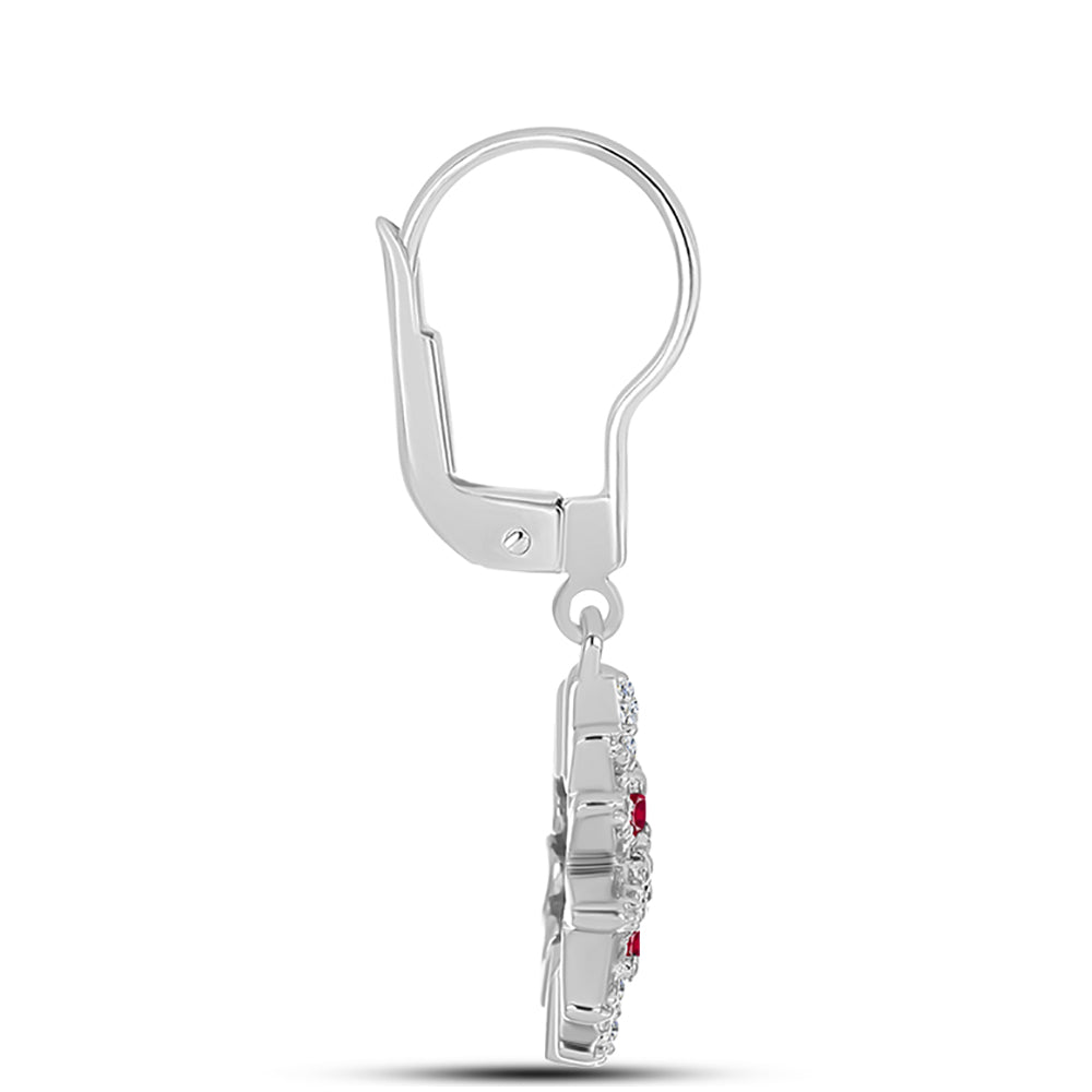 Pendientes de Plata con Rubí de Madagascar y Topacio Blanco