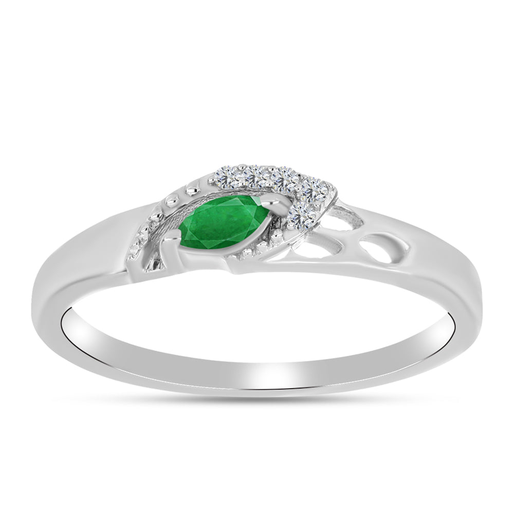 Anillo de Plata con Esmeralda de Zambia y Topacio Blanco 3 