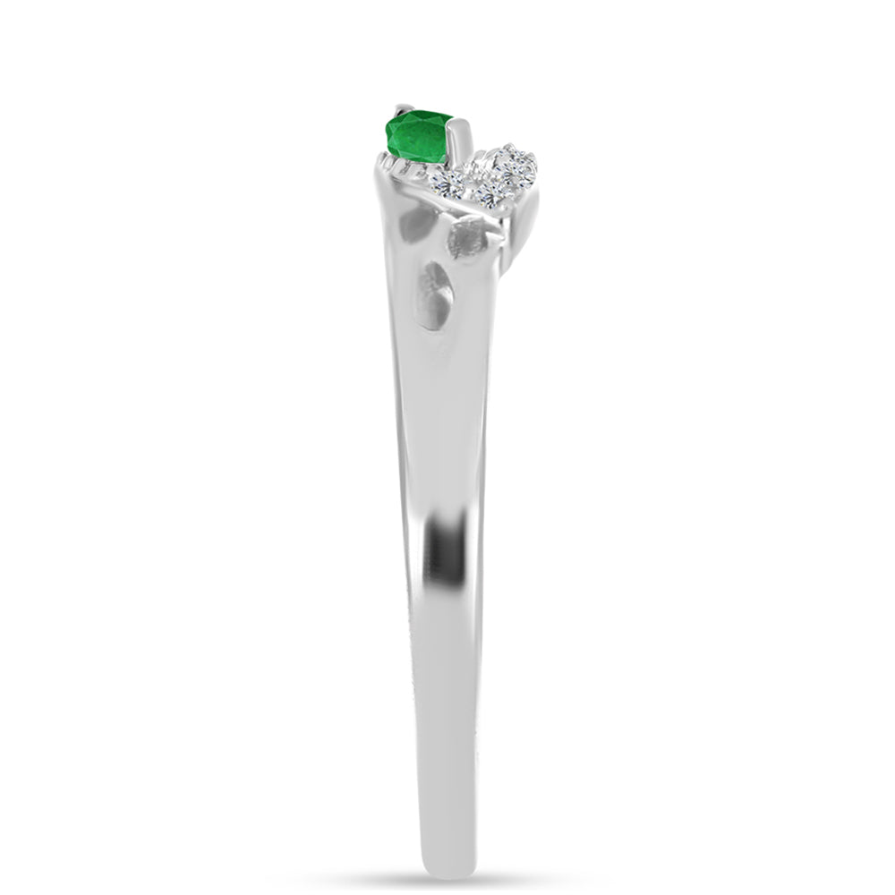 Anillo de Plata con Esmeralda de Zambia y Topacio Blanco 4 