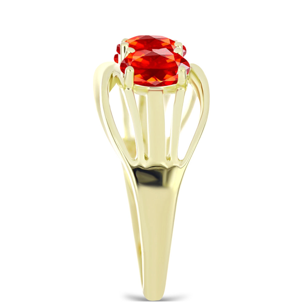 Anillo de Plata Bañada en Oro con Ópalo de Fuego de Lega Dembi 4 