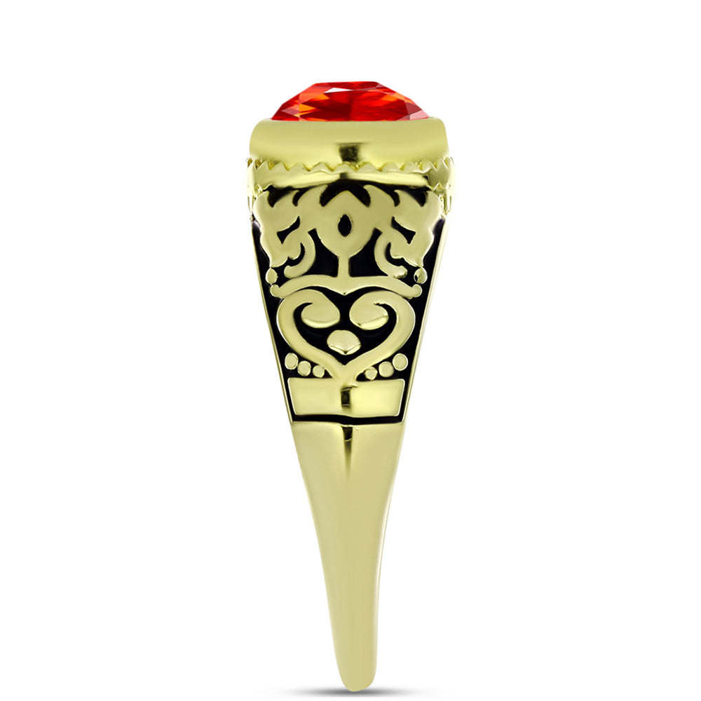 Anillo de Plata Bañada en Oro con Ópalo de Fuego de Lega Dembi