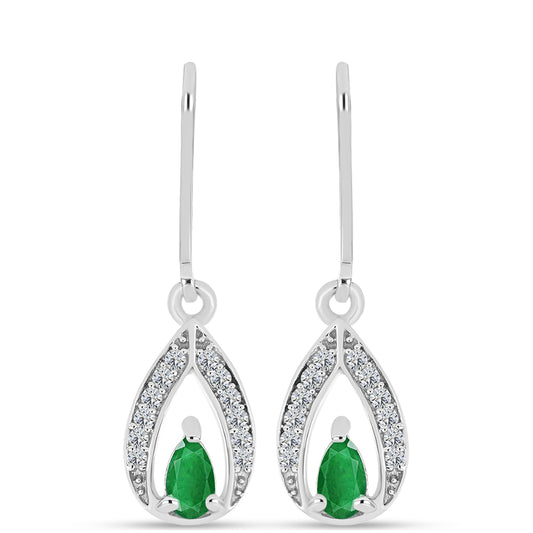 Pendientes de Plata con Esmeralda de Zambia y Topacio Blanco