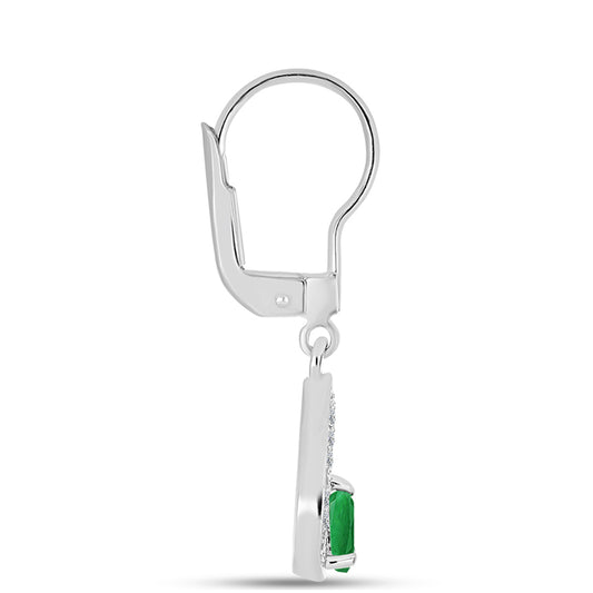 Pendientes de Plata con Esmeralda de Zambia y Topacio Blanco
