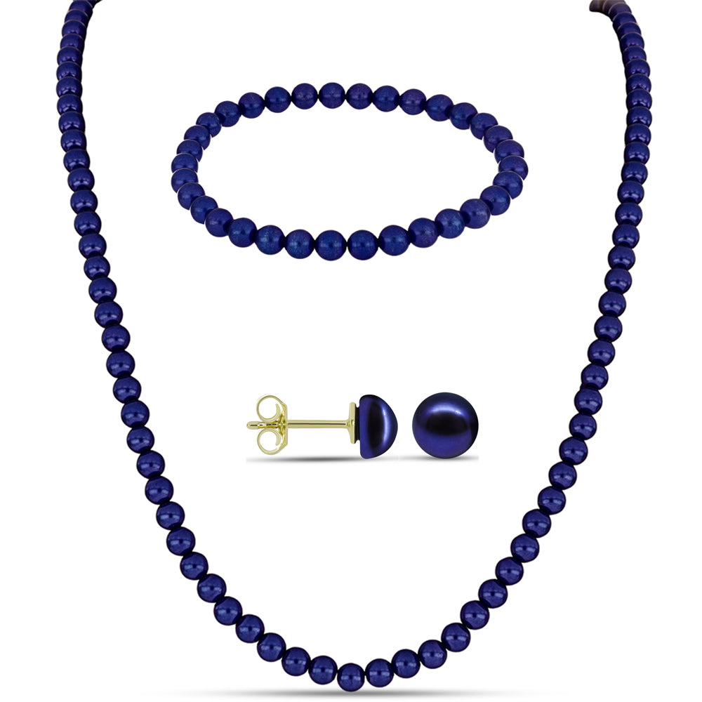 Conjunto Pepita con Perla Negra de Agua dulce ( Collar +Pendientes +Pulsera ) 1 