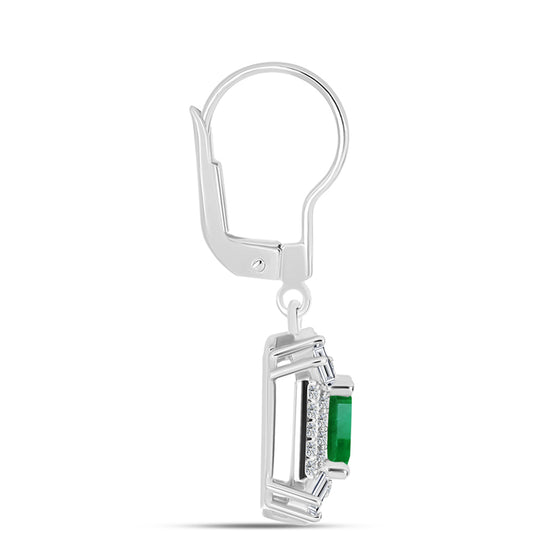 Pendientes de Plata con Esmeralda de Zambia y Zircón Blanco