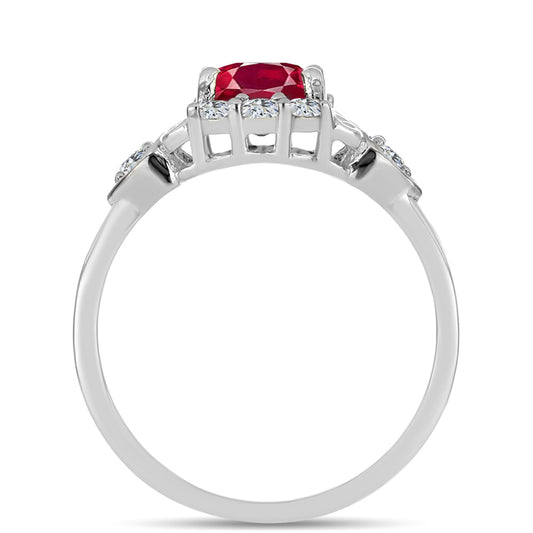 Anillo de Plata con Rubí de Madagascar y Topacio Blanco