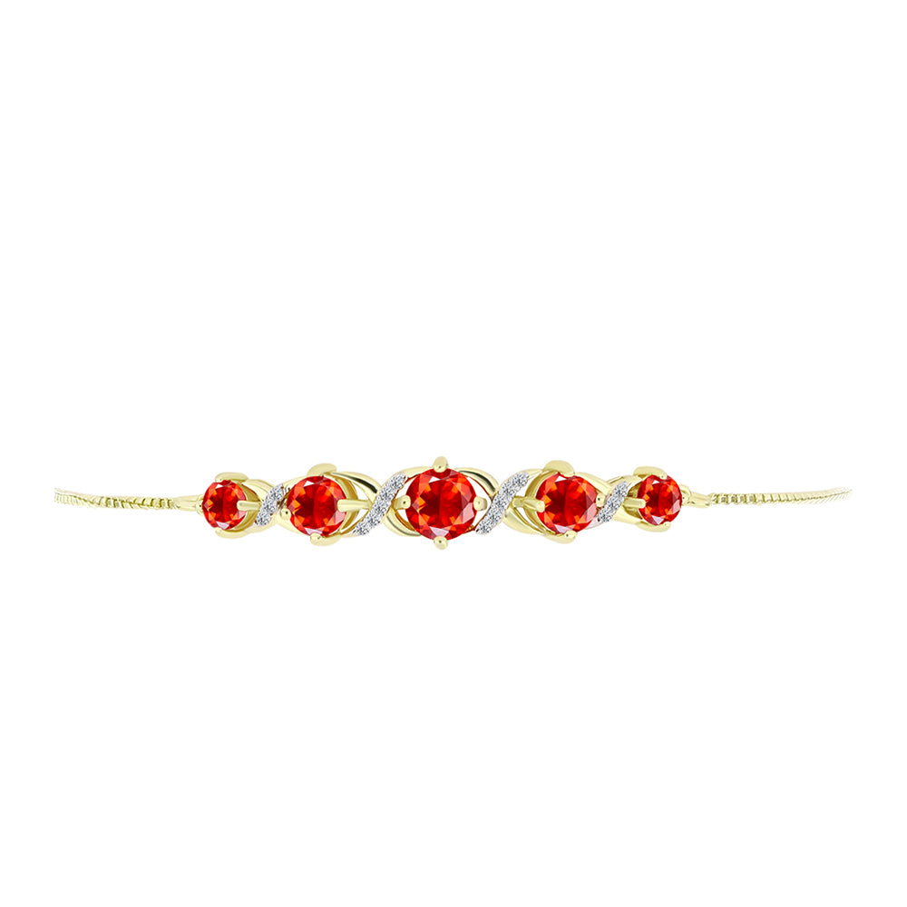 Pulsera de Plata Bañada en Oro con Ópalo de Fuego de Lega Dembi y Topacio Blanco 2 